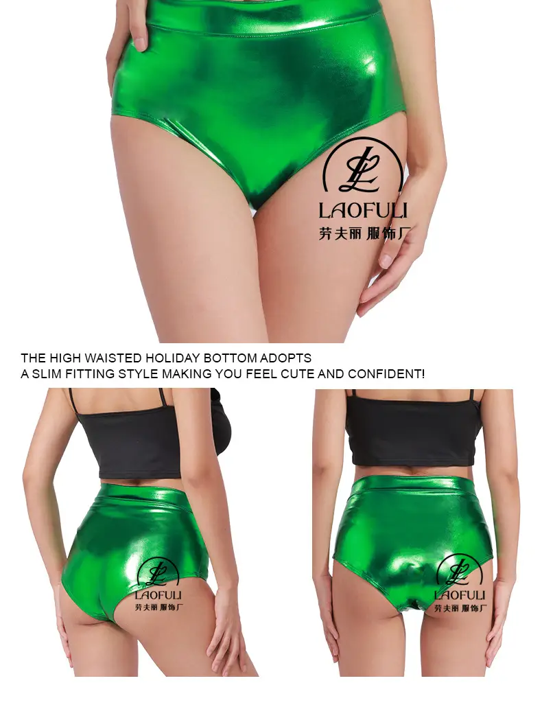 Metallic High Waist Hip-Lifting Shorts Women Sexy Dance Bottom — feature 17