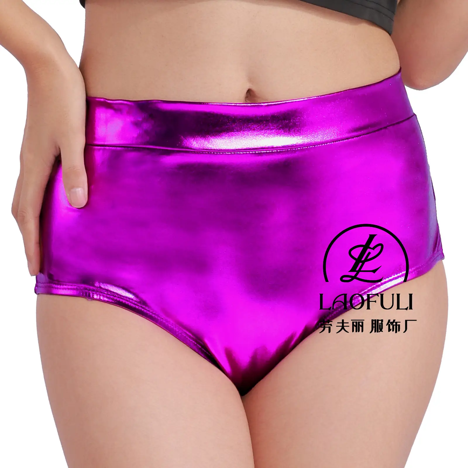 Metallic High Waist Hip-Lifting Shorts Women Sexy Dance Bottom - Image 3