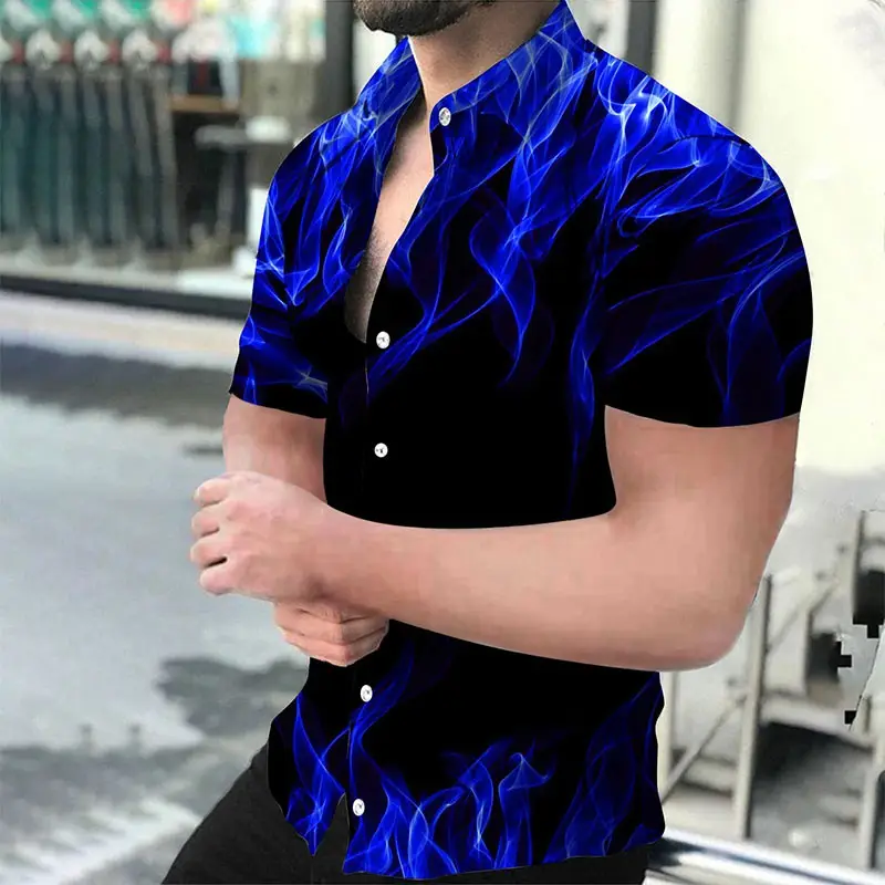 3D Printed Green Flame Shirt for Men - Image 5