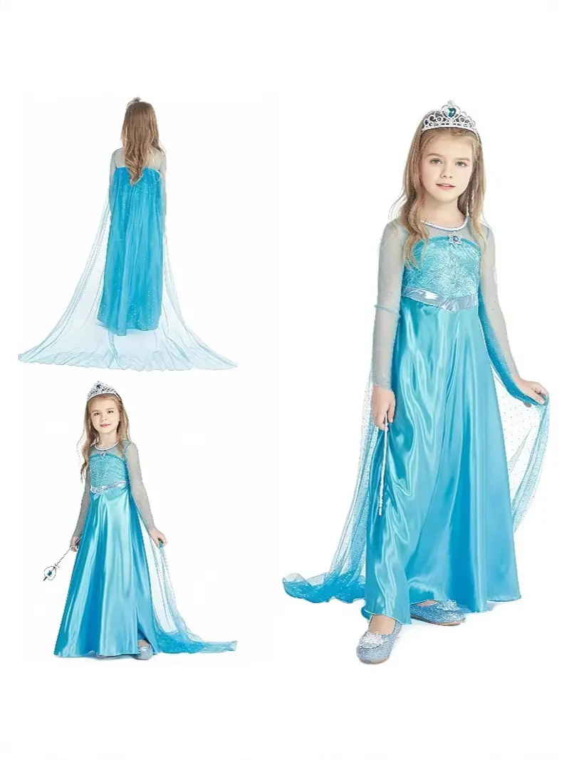 Children's Clothing Girls' Dress Frozen Elsa Princess Dress Kidsren's Long-Sleeved Gauze Dress Birthday Dress Tutu Dress