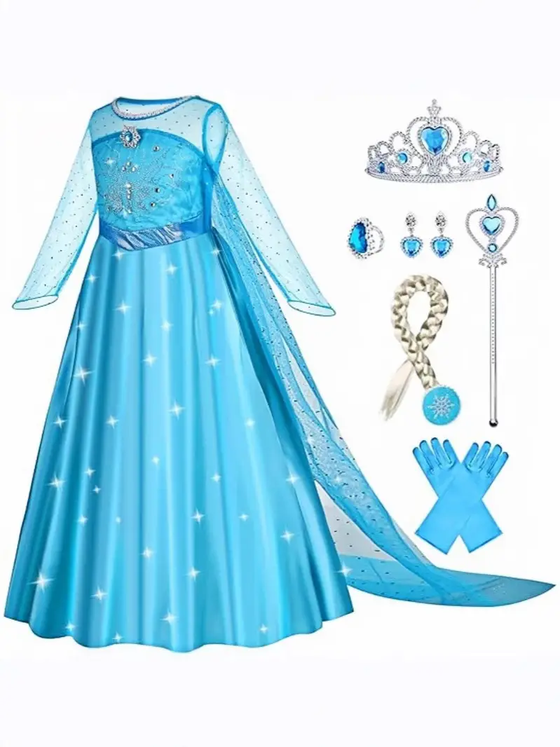 Children's Clothing Girls' Dress Frozen Elsa Princess Dress Kidsren's Long-Sleeved Gauze Dress Birthday Dress Tutu Dress