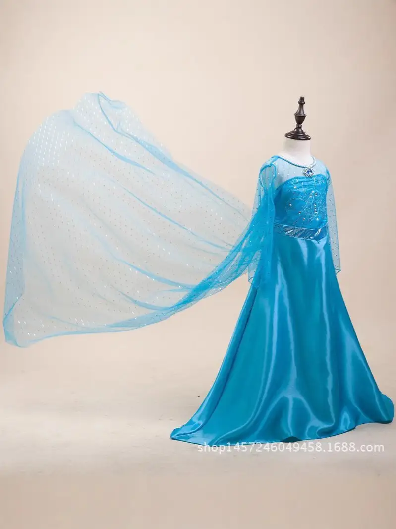 Children's Clothing Girls' Dress Frozen Elsa Princess Dress Kidsren's Long-Sleeved Gauze Dress Birthday Dress Tutu Dress