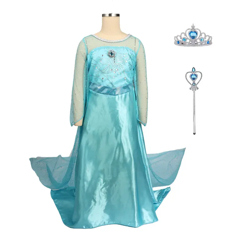 Children's Clothing Girls' Dress Frozen Elsa Princess Dress Kidsren's Long-Sleeved Gauze Dress Birthday Dress Tutu Dress
