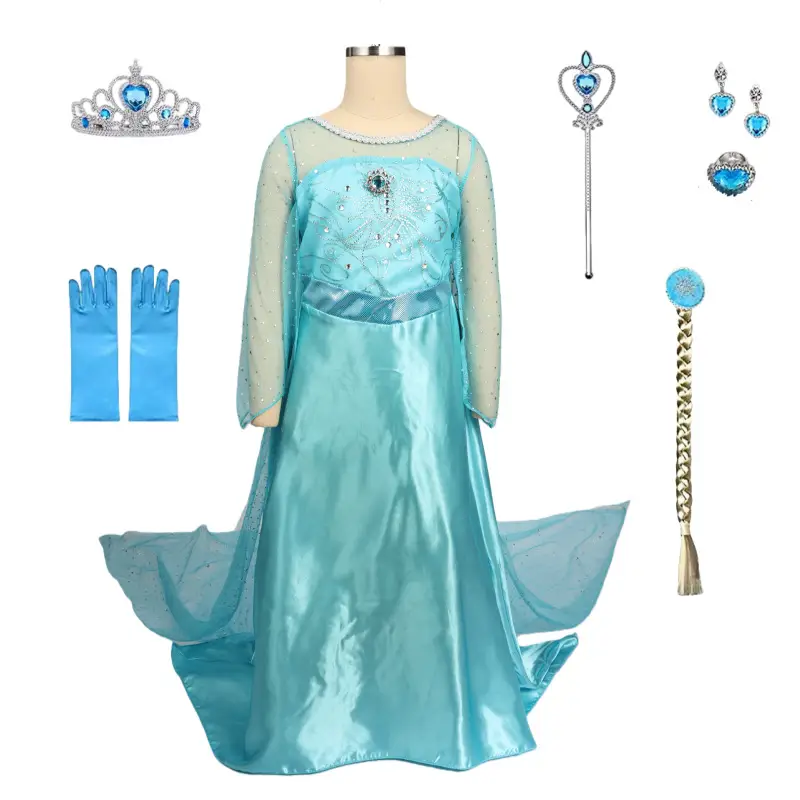 Children's Clothing Girls' Dress Frozen Elsa Princess Dress Kidsren's Long-Sleeved Gauze Dress Birthday Dress Tutu Dress