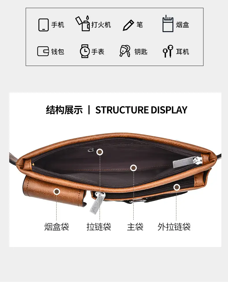 Men's Black Crossbody Phone Waist Bag with Strap — feature 9