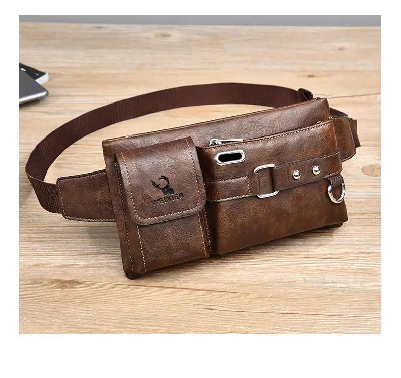Men's Black Crossbody Phone Waist Bag with Strap — feature 22