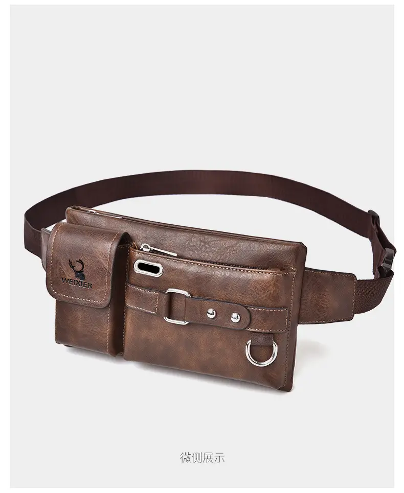 Men's Black Crossbody Phone Waist Bag with Strap — feature 27