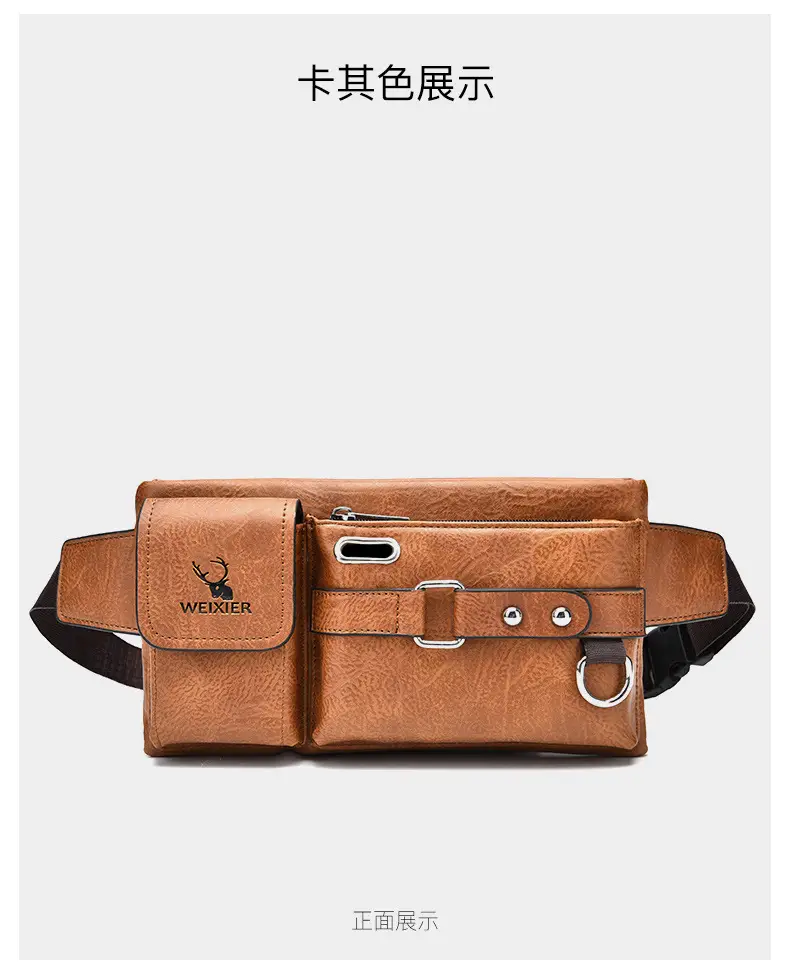 Men's Black Crossbody Phone Waist Bag with Strap — feature 28