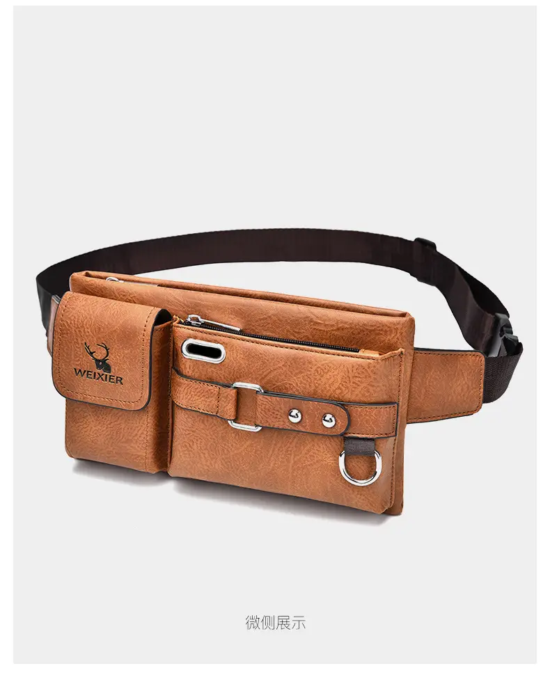 Men's Black Crossbody Phone Waist Bag with Strap — feature 29