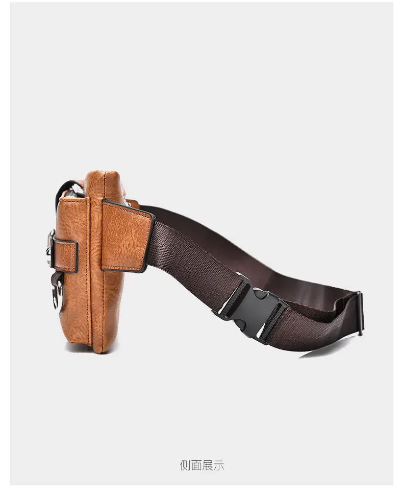 Men's Black Crossbody Phone Waist Bag with Strap — feature 30