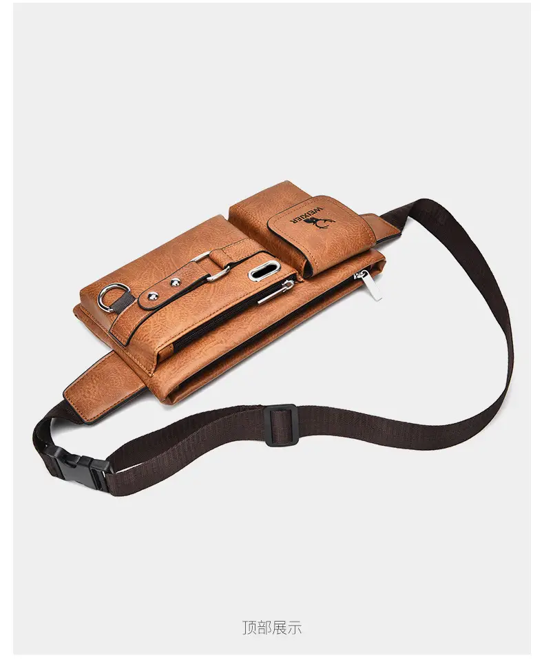 Men's Black Crossbody Phone Waist Bag with Strap — feature 32