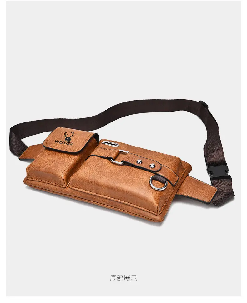 Men's Black Crossbody Phone Waist Bag with Strap — feature 33