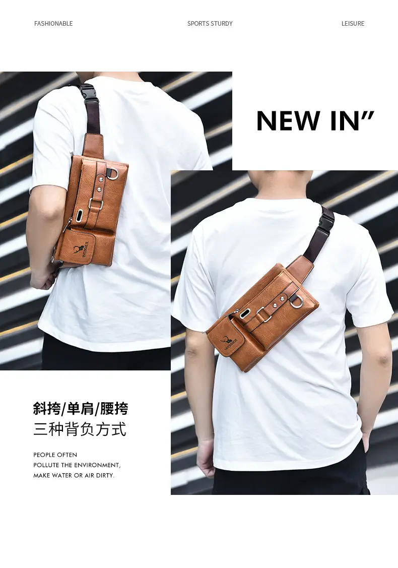 Men's Black Crossbody Phone Waist Bag with Strap — feature 5