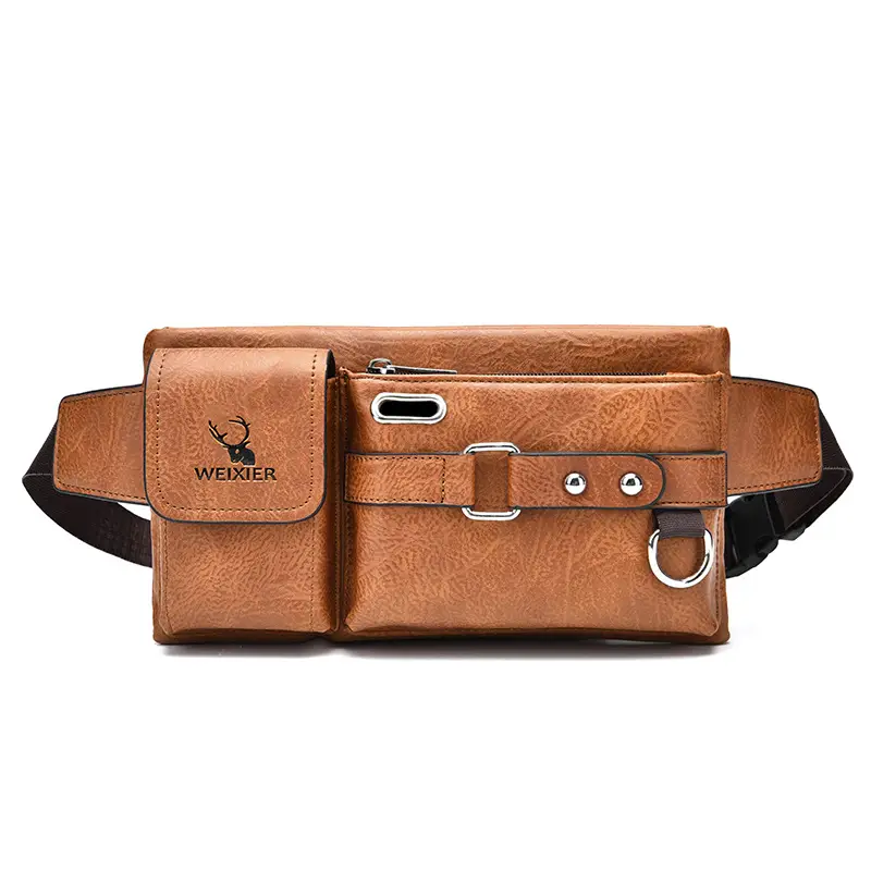 Men's Black Crossbody Phone Waist Bag with Strap - Image 2