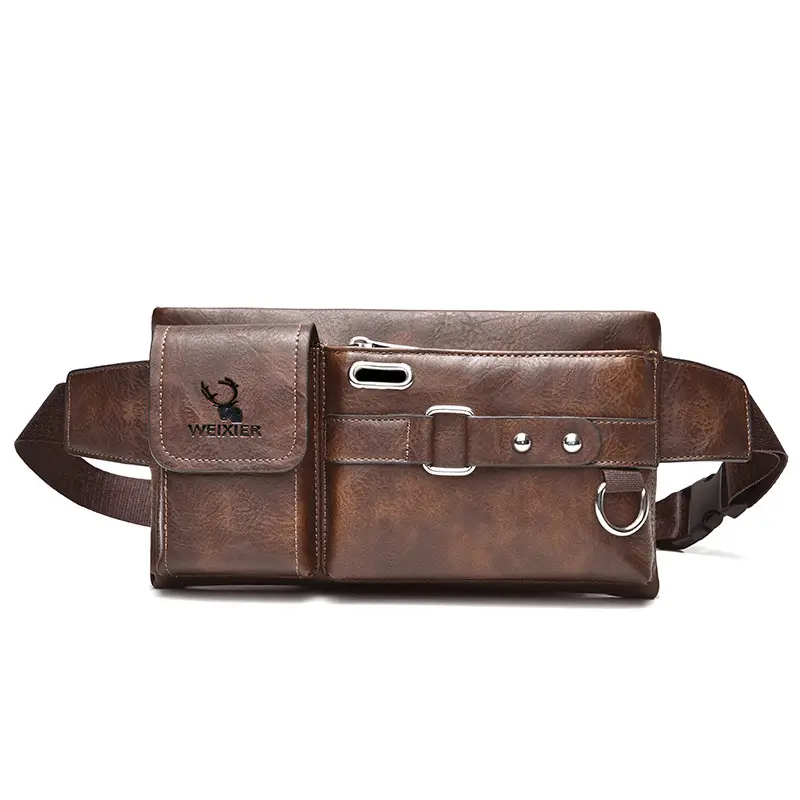 Men's Black Crossbody Phone Waist Bag with Strap - Image 3