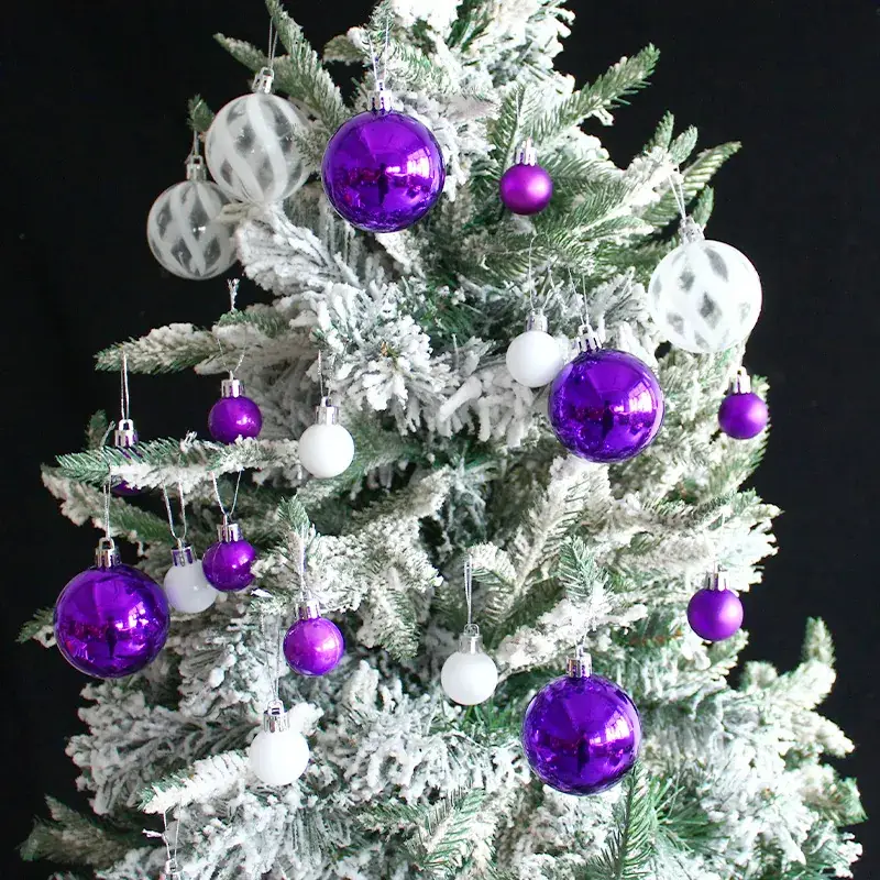 Purple & White Holiday Christmas Balls for Home Decor - Image 5