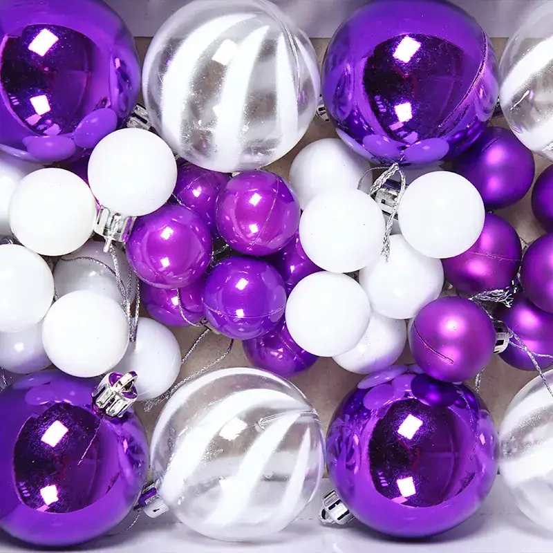 Purple & White Holiday Christmas Balls for Home Decor - Image 6