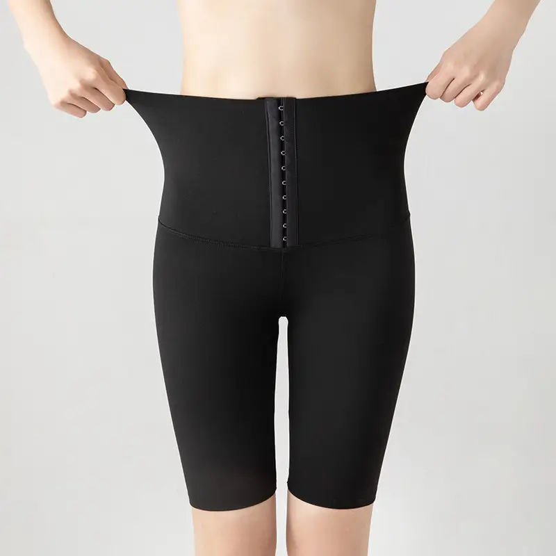 Women's Black Buttoned Waist-Cinching Shorts - Image 4