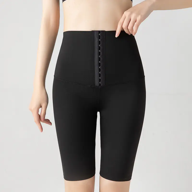 Women's Black Buttoned Waist-Cinching Shorts - Image 6