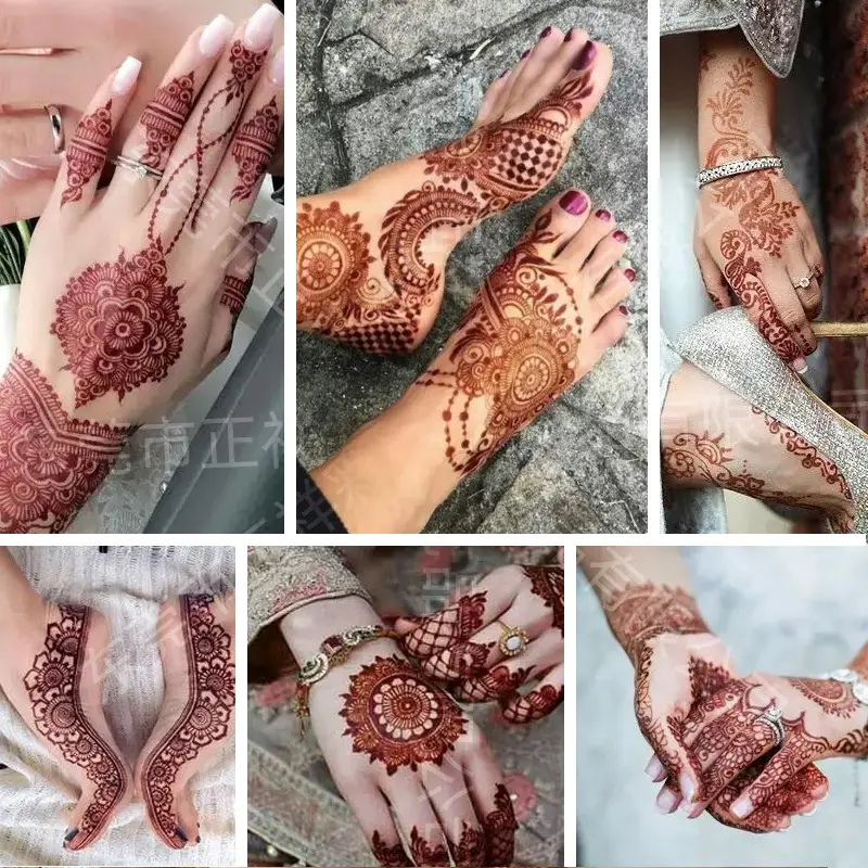 2025 cross-border European and American tattoo stickers brown red India Hannah waterproof lace tattoo stickers Amazon tattoo