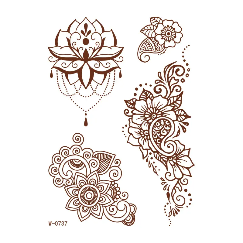 2025 cross-border European and American tattoo stickers brown red India Hannah waterproof lace tattoo stickers Amazon tattoo