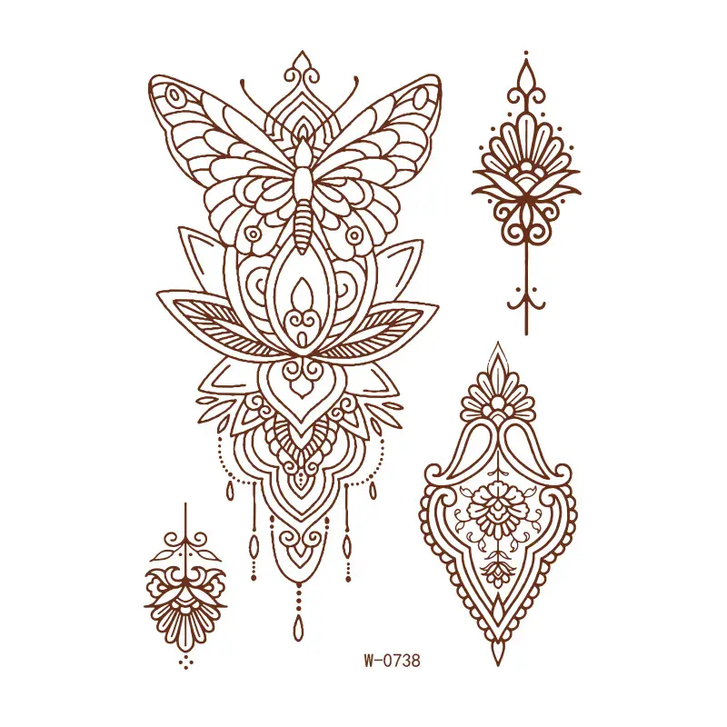 2025 cross-border European and American tattoo stickers brown red India Hannah waterproof lace tattoo stickers Amazon tattoo