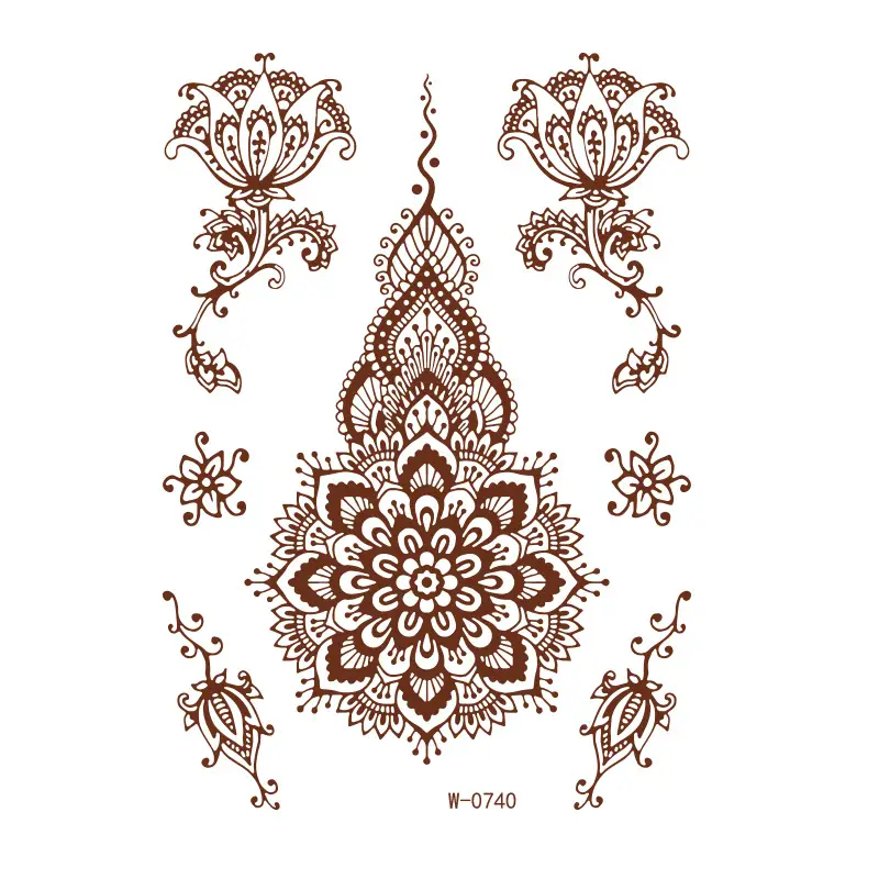 2025 cross-border European and American tattoo stickers brown red India Hannah waterproof lace tattoo stickers Amazon tattoo