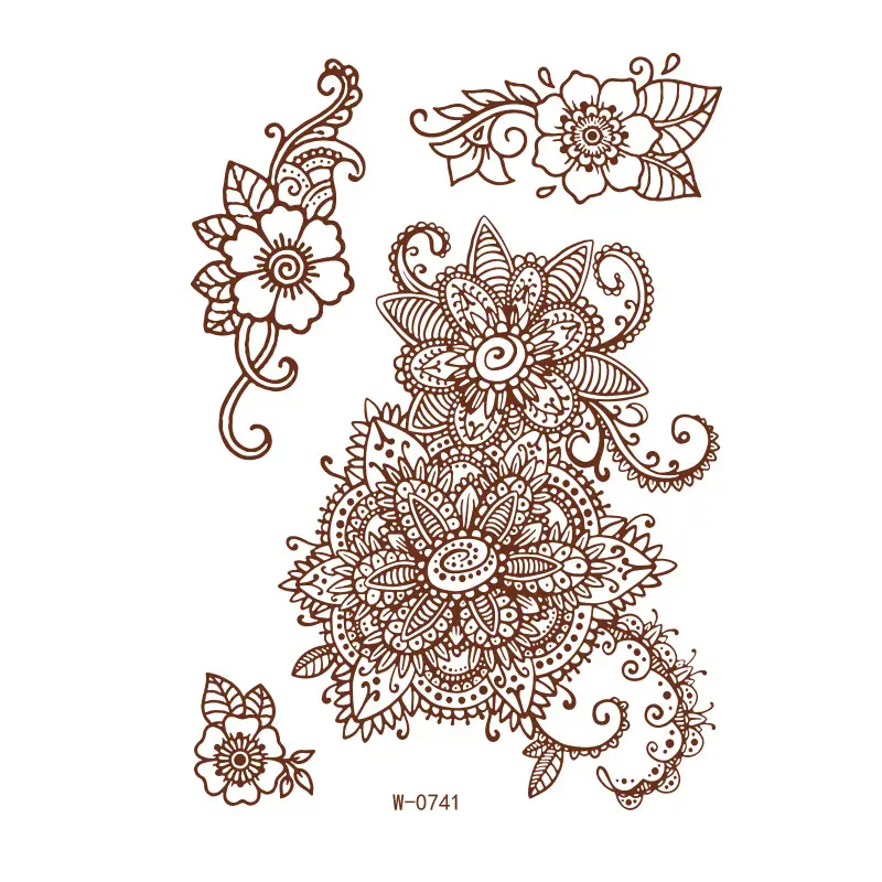 2025 cross-border European and American tattoo stickers brown red India Hannah waterproof lace tattoo stickers Amazon tattoo