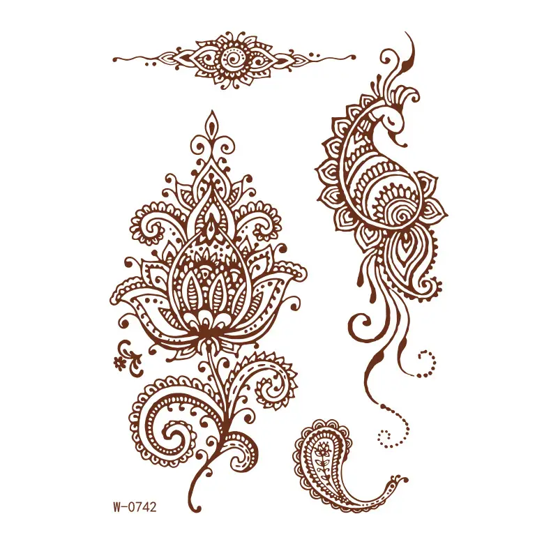 2025 cross-border European and American tattoo stickers brown red India Hannah waterproof lace tattoo stickers Amazon tattoo