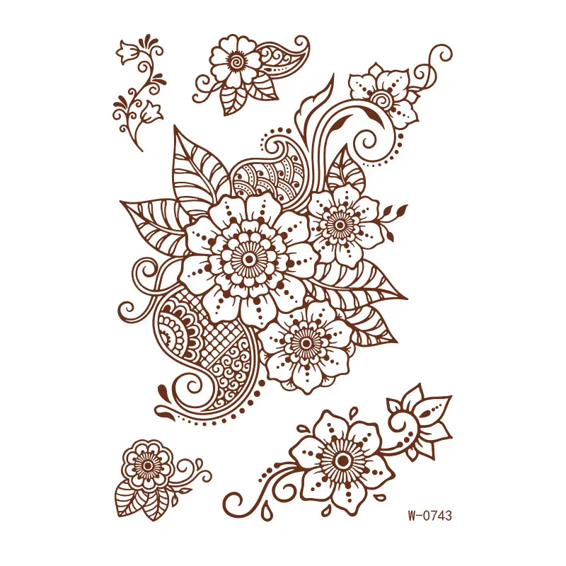 2025 cross-border European and American tattoo stickers brown red India Hannah waterproof lace tattoo stickers Amazon tattoo