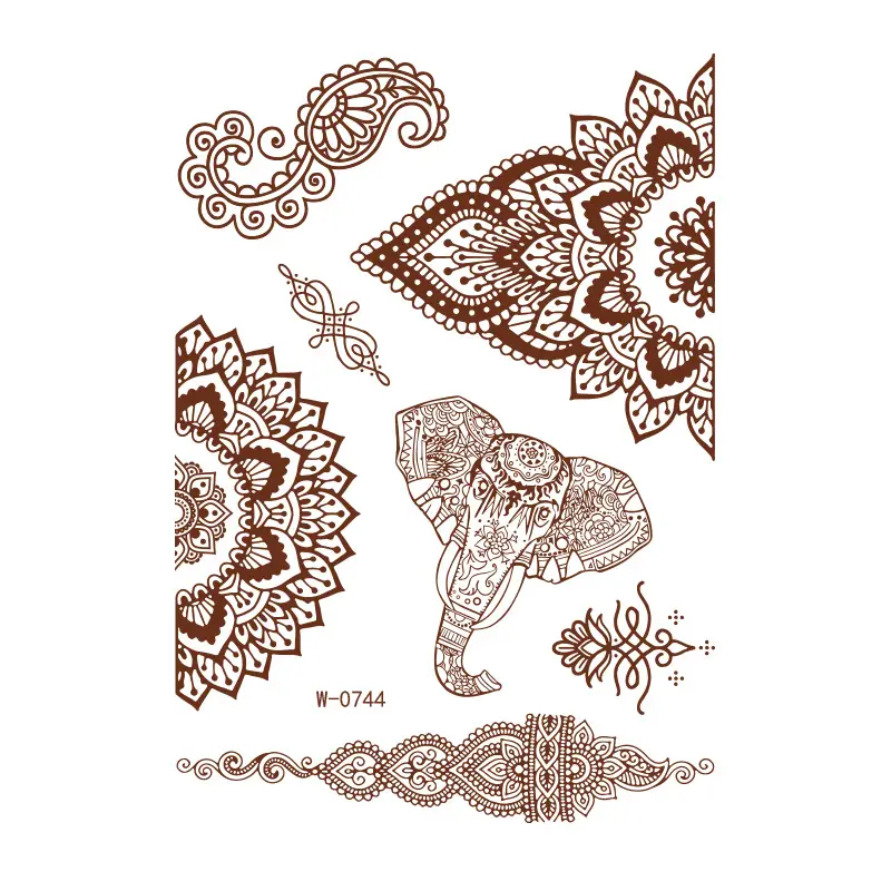 2025 cross-border European and American tattoo stickers brown red India Hannah waterproof lace tattoo stickers Amazon tattoo
