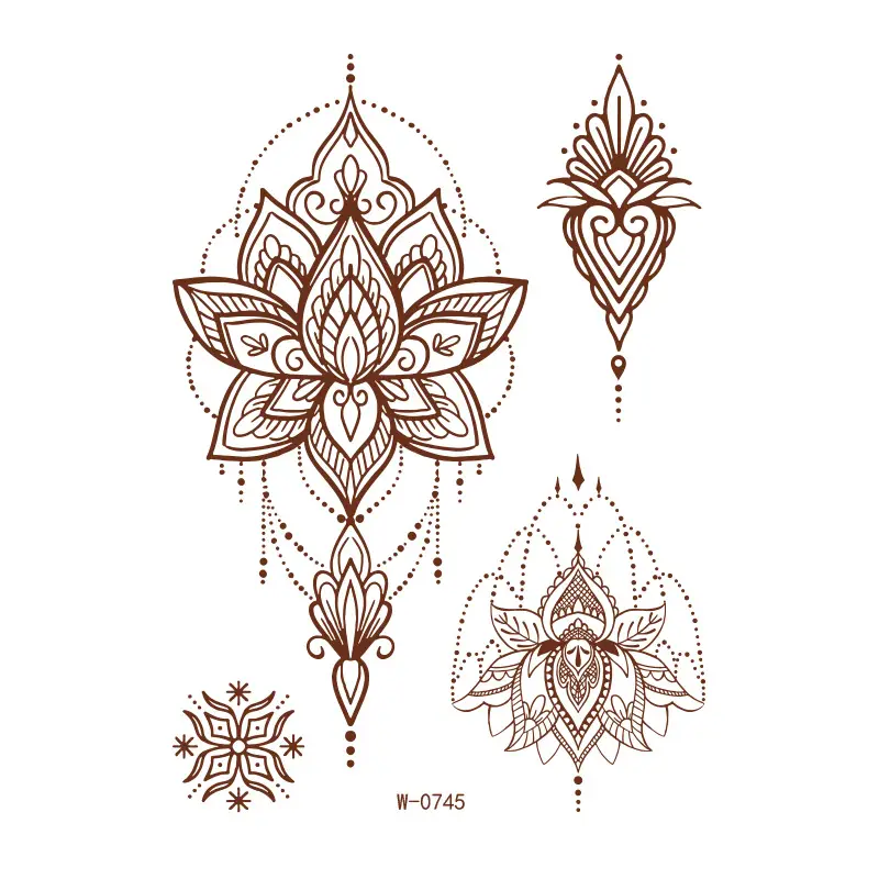 2025 cross-border European and American tattoo stickers brown red India Hannah waterproof lace tattoo stickers Amazon tattoo