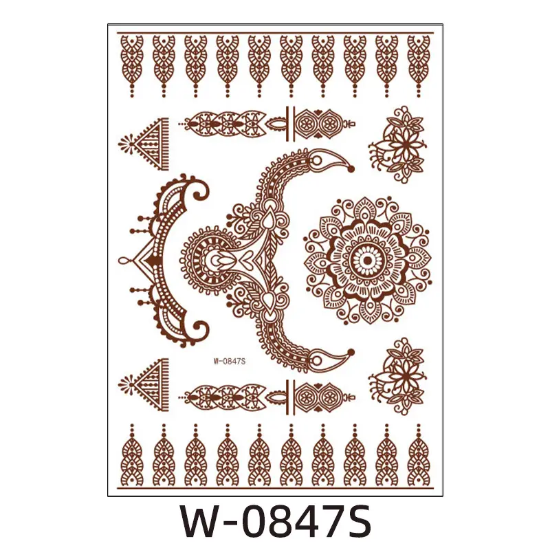 2025 cross-border European and American tattoo stickers brown red India Hannah waterproof lace tattoo stickers Amazon tattoo