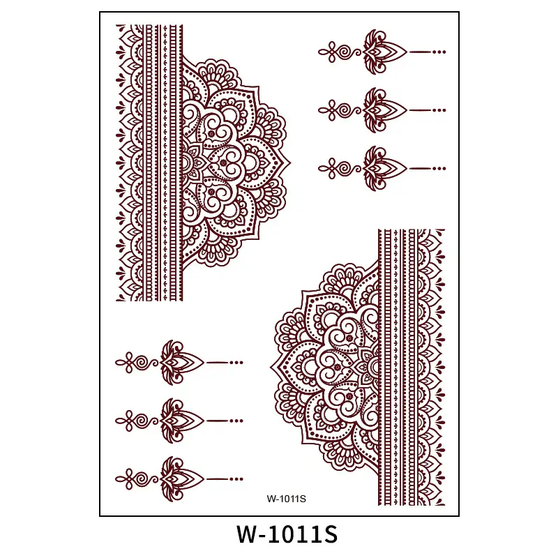 2025 cross-border European and American tattoo stickers brown red India Hannah waterproof lace tattoo stickers Amazon tattoo
