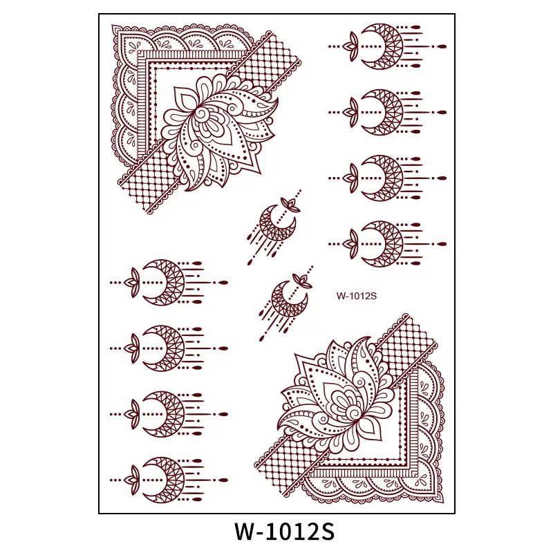 2025 cross-border European and American tattoo stickers brown red India Hannah waterproof lace tattoo stickers Amazon tattoo