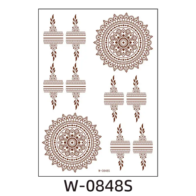 2025 cross-border European and American tattoo stickers brown red India Hannah waterproof lace tattoo stickers Amazon tattoo