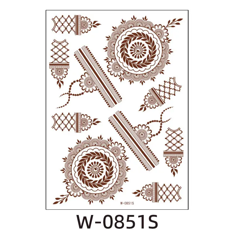 2025 cross-border European and American tattoo stickers brown red India Hannah waterproof lace tattoo stickers Amazon tattoo