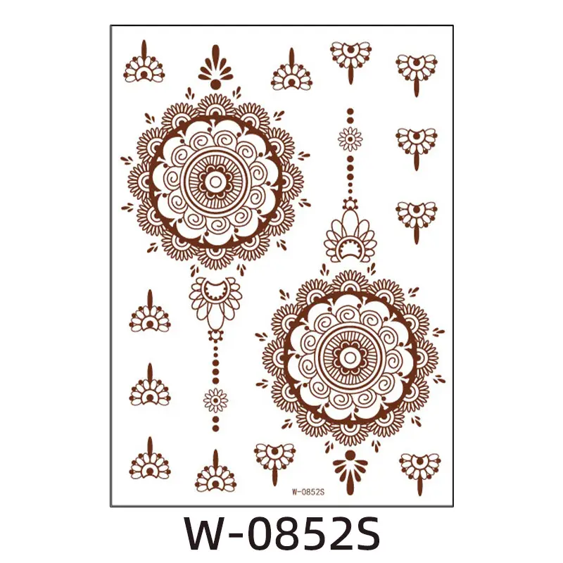 2025 cross-border European and American tattoo stickers brown red India Hannah waterproof lace tattoo stickers Amazon tattoo