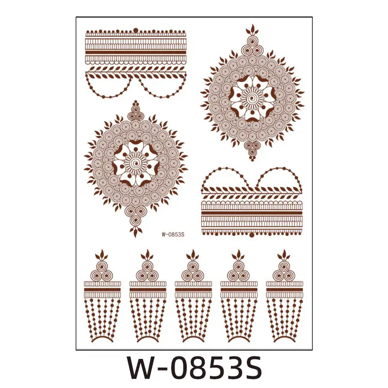 2025 cross-border European and American tattoo stickers brown red India Hannah waterproof lace tattoo stickers Amazon tattoo