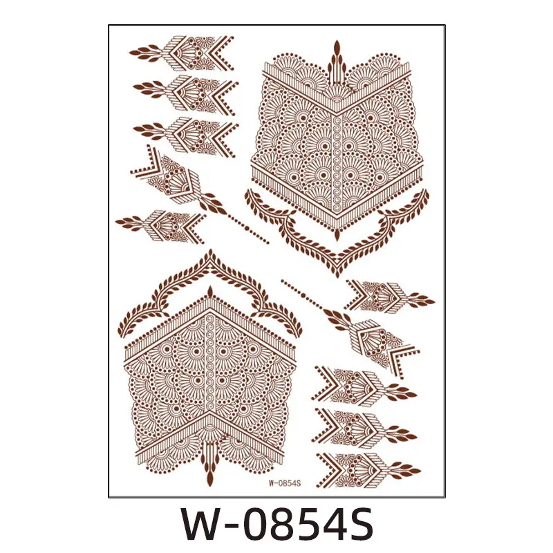 2025 cross-border European and American tattoo stickers brown red India Hannah waterproof lace tattoo stickers Amazon tattoo
