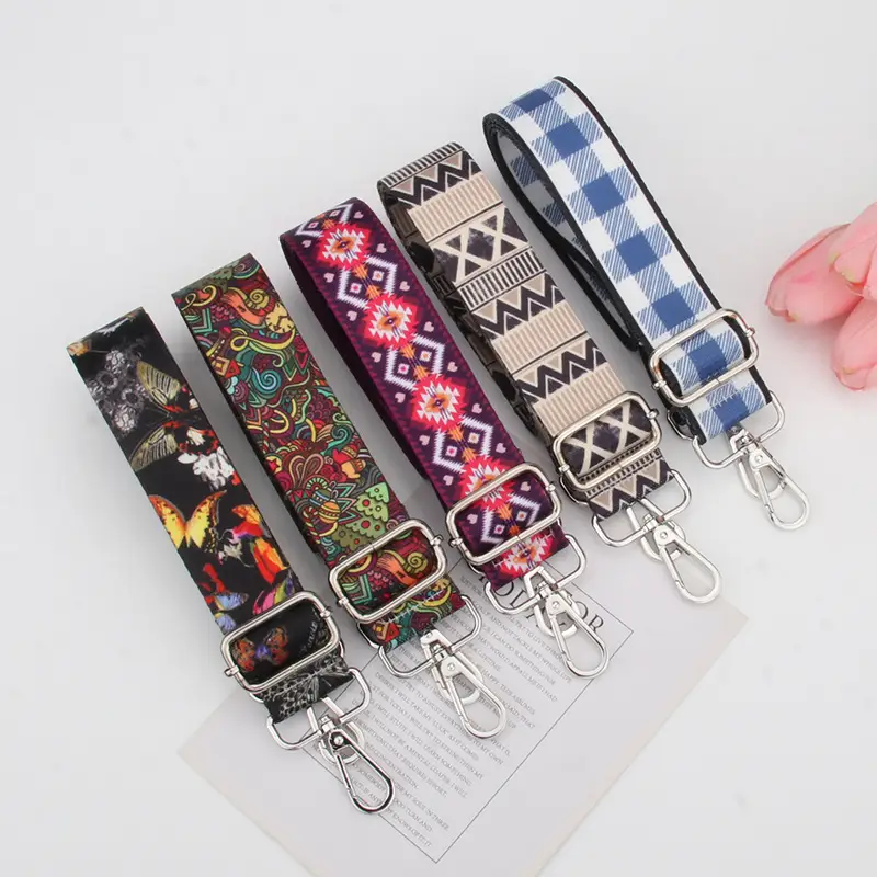 Crossbody Bag with Adjustable Blue Plaid Strap