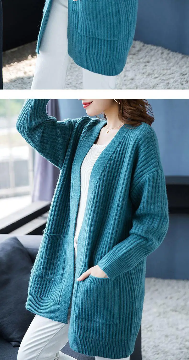 2024 Teal Knit Cardigan with Flap Pocket Pants — feature 12
