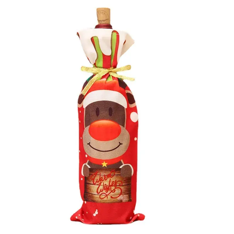 Red Wine Bottle Decor with Cartoon Snowman Design - Image 8