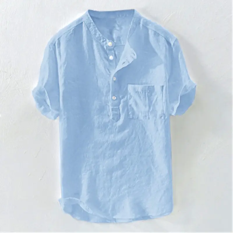 Men Green Collar Shirt 2023 Summer Loose Fit - Image 3
