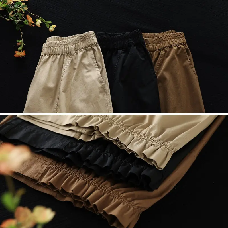 Women's Literary Retro Pure Cotton Wide Leg Pants Large 2025 - Image 7