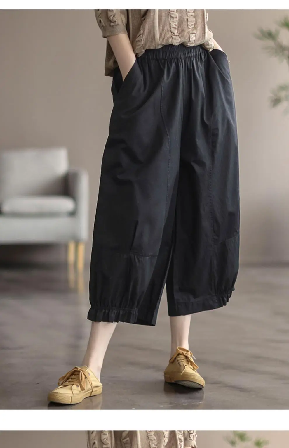 Women's Literary Retro Pure Cotton Wide Leg Pants Large 2025 — feature 10