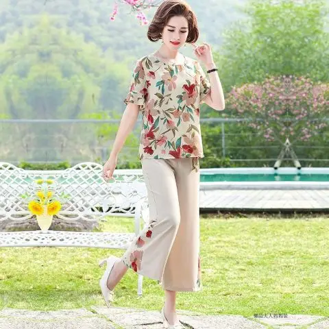Mother Summer Floral T-Shirt Large Loose Sleeve - Image 4
