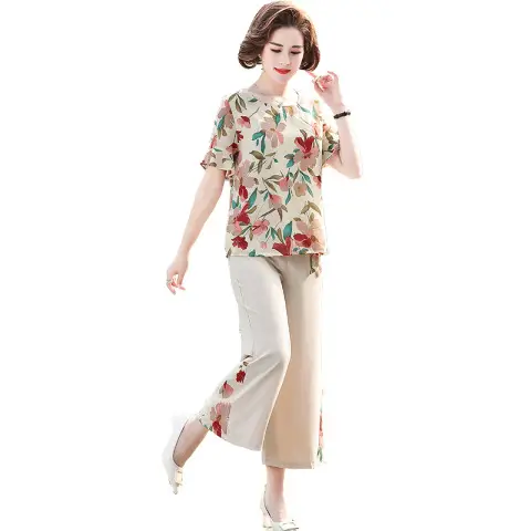 Mother Summer Floral T-Shirt Large Loose Sleeve - Image 7