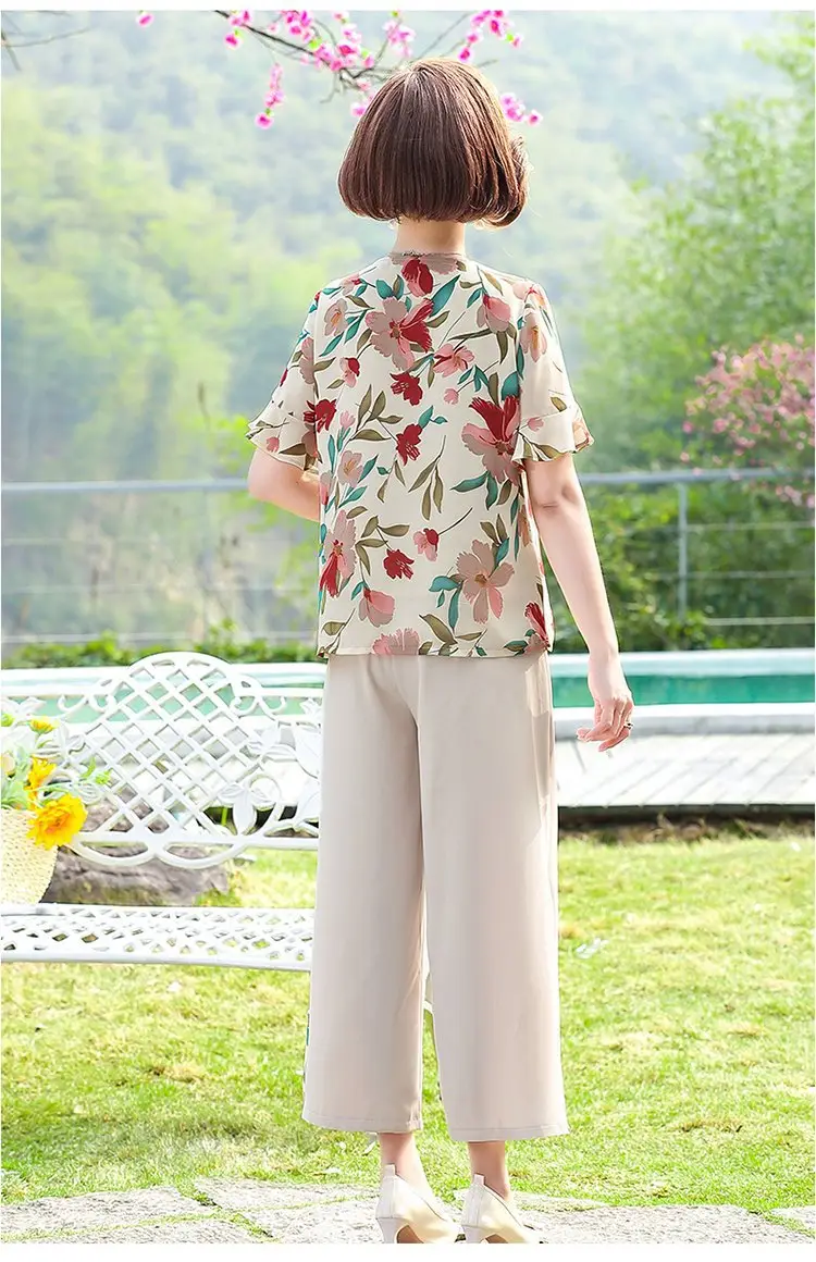 Mother Summer Floral T-Shirt Large Loose Sleeve — feature 9