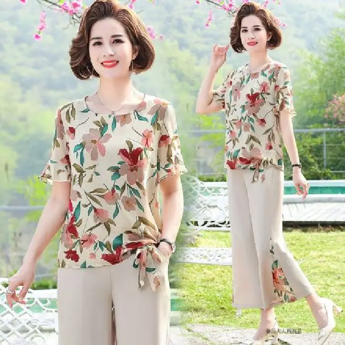 Mother Summer Floral T-Shirt Large Loose Sleeve - Image 2